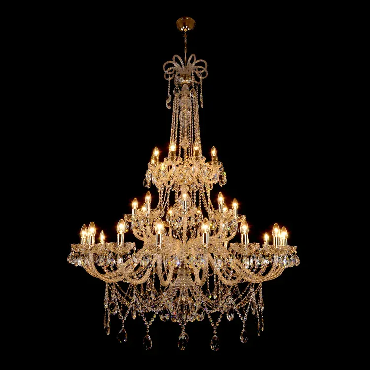 Grand lustre en cristal et chrome