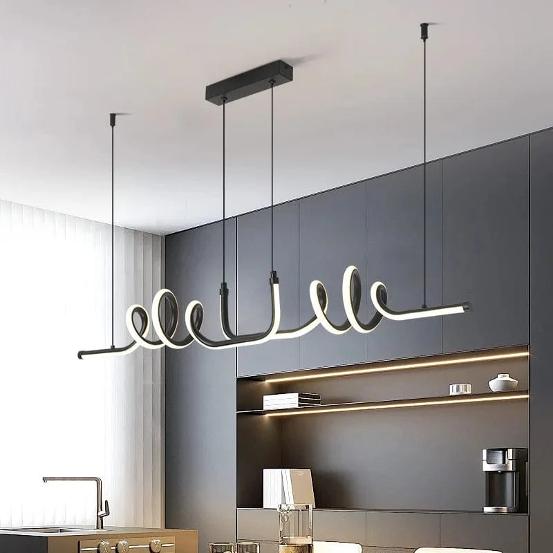 Suspension LED noire spirale