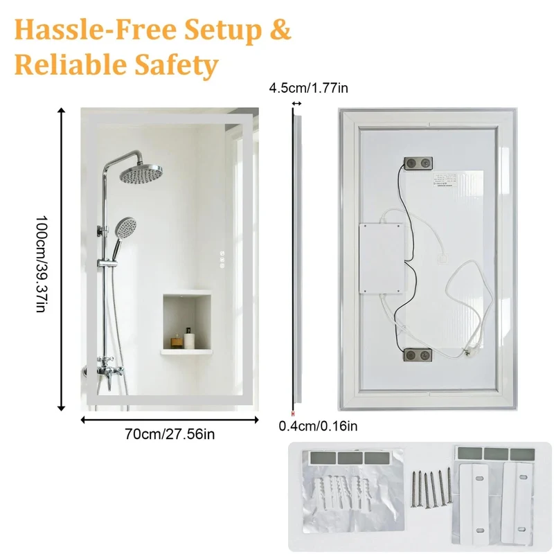 Miroir de salle de bain LED haut-parleur Bluetooth intégré, Anti-buée