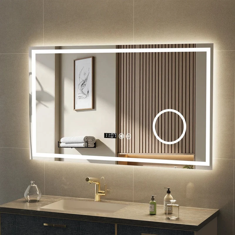 Miroir tactile LED et horloge