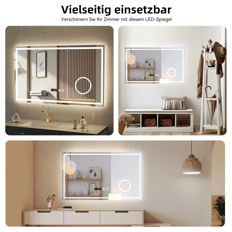 Miroir tactile LED et horloge