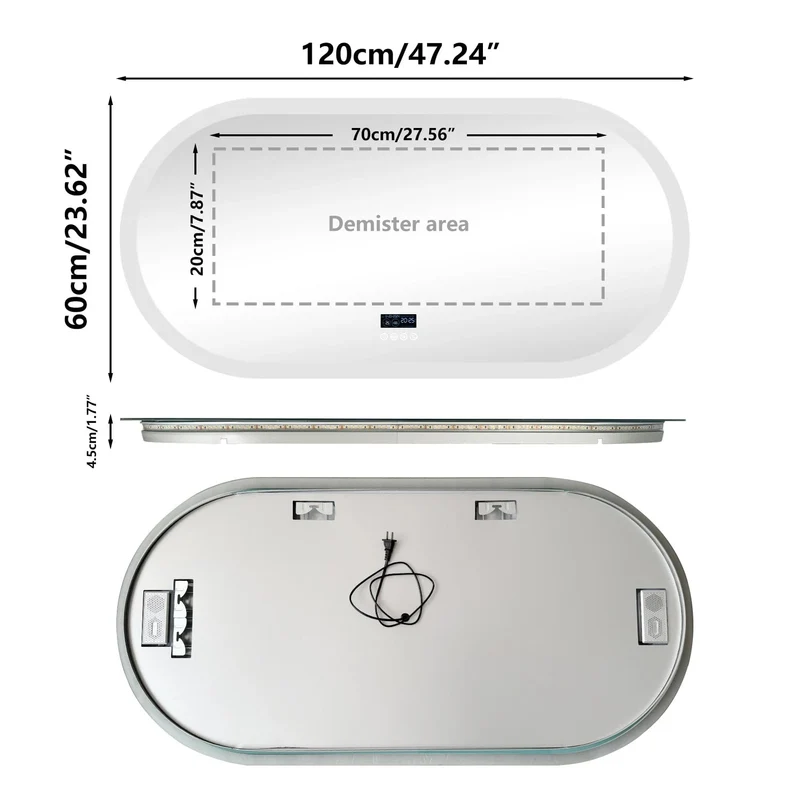 Miroir long ovale LED