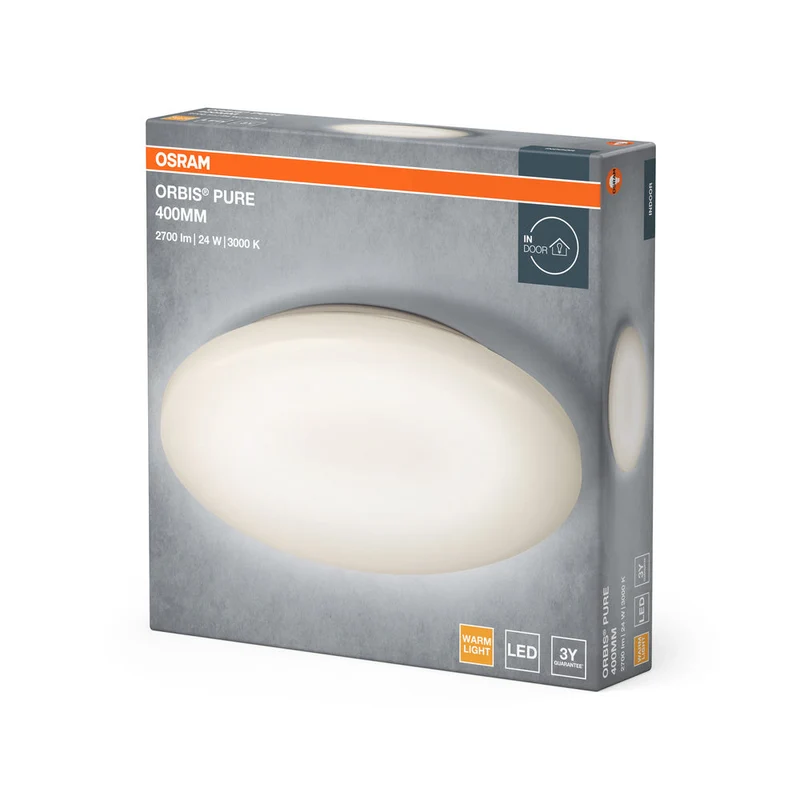 OSRAM ORBIS® Plafonnier Pure 400mm 24W, 1800 lm, 3000 K, Blanc chaud