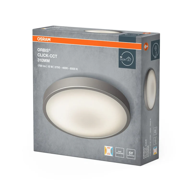 OSRAM ORBIS® Plafonnier CCT / DIM Click-CCT 310mm 14W, 1000 lm, 2700 K / 4000 K / 6500 K, Blanc chaud|Blanc froid|Lumière du jour froide