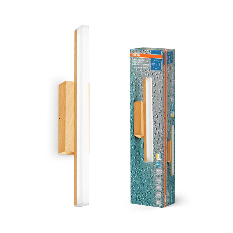 OSRAM Orbis miroir lampe miroir, salle de bain, Click-CCT, 6.8W, 40cm, décor bois, IP44