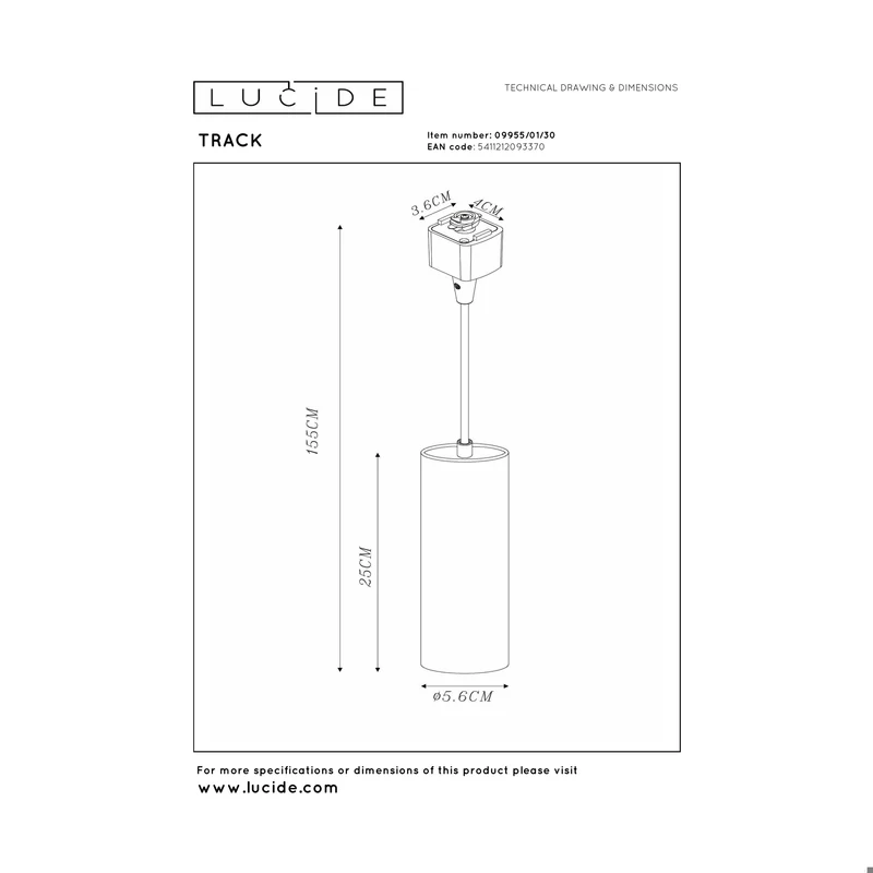 Lucide Track Floris Hanglamp 1-Phase Track System