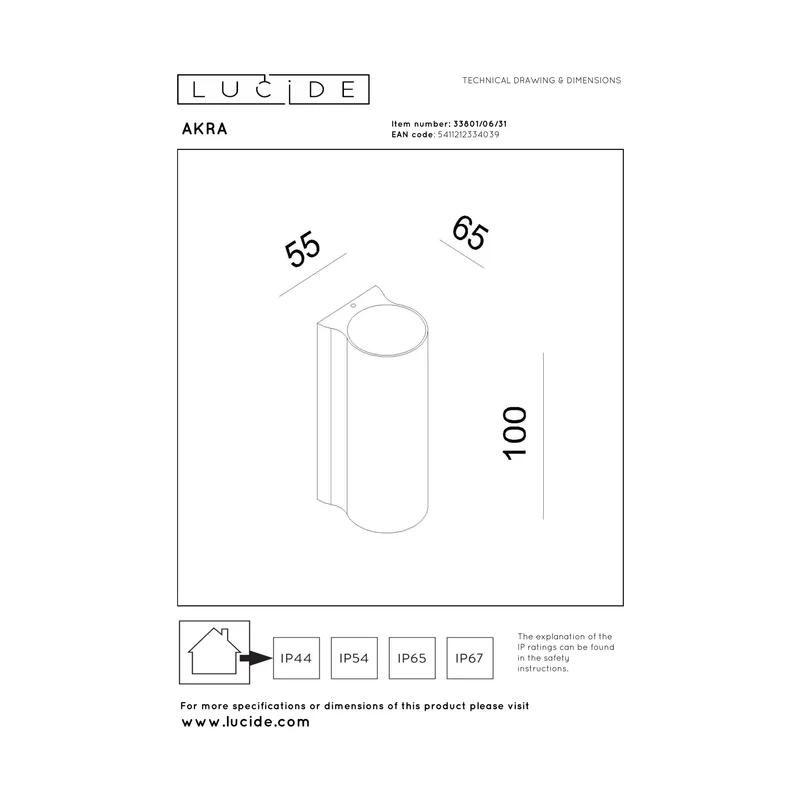 Lucide Akra Outdoor Wall Lamp