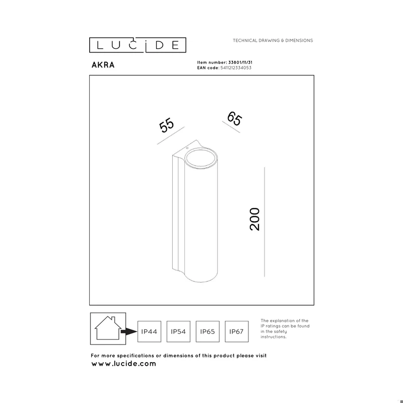 Lucide Akra Outdoor Wall Lamp