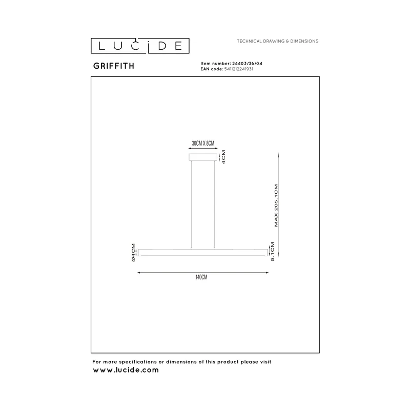 Lucide Griffith Pendant Lamp