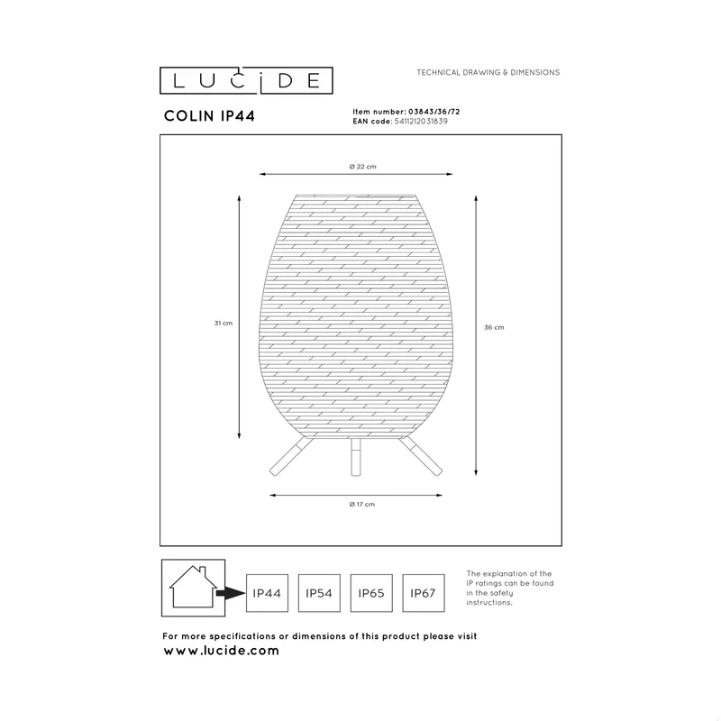 Lucide Colin Ip44 Rechargeable Outdoor Table Lamp