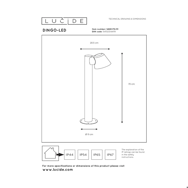 Lucide Dingo LED Bollard Lamp