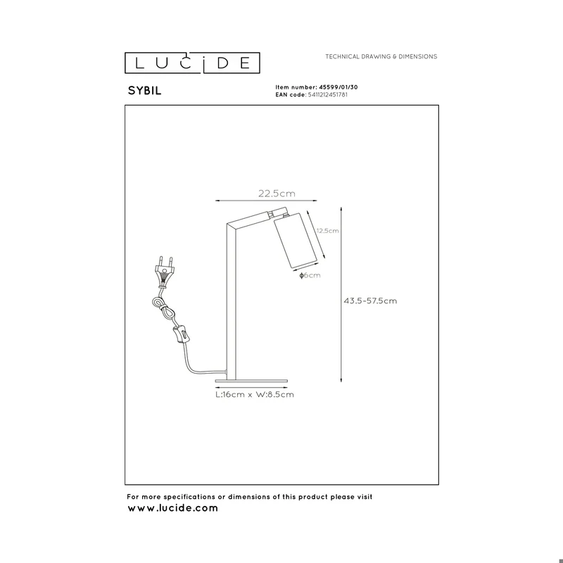 Lucide Sybil Desk Lamp