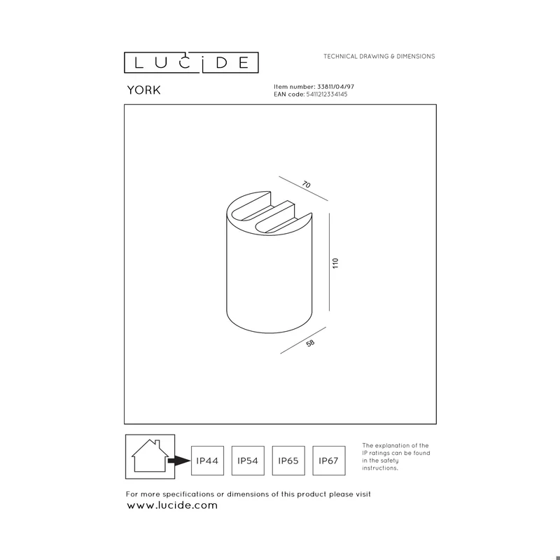 Lucide York Outdoor Wall Lamp