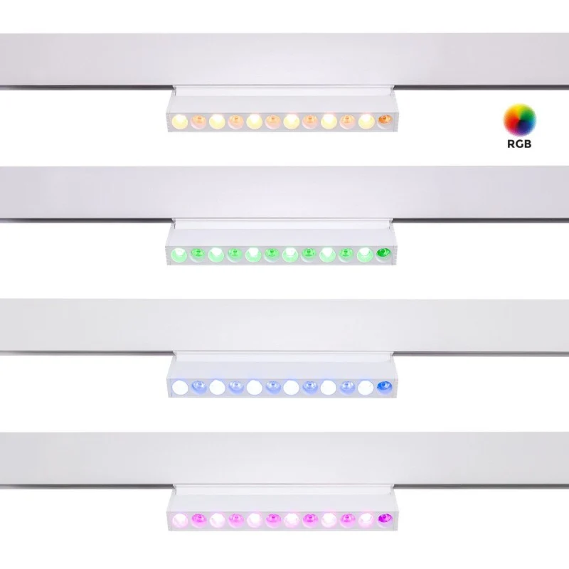 Spot linéaire orientable sur rail magnétique RGB + CCT - 6W - UGR18 - Mi Light - Blanc