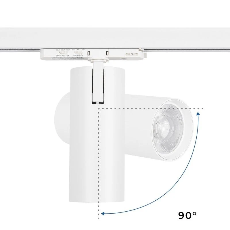 Projecteur LED pour rail triphasé - Puissance réglable : 30W/ 34W/ 38W - CCT - CRI 90