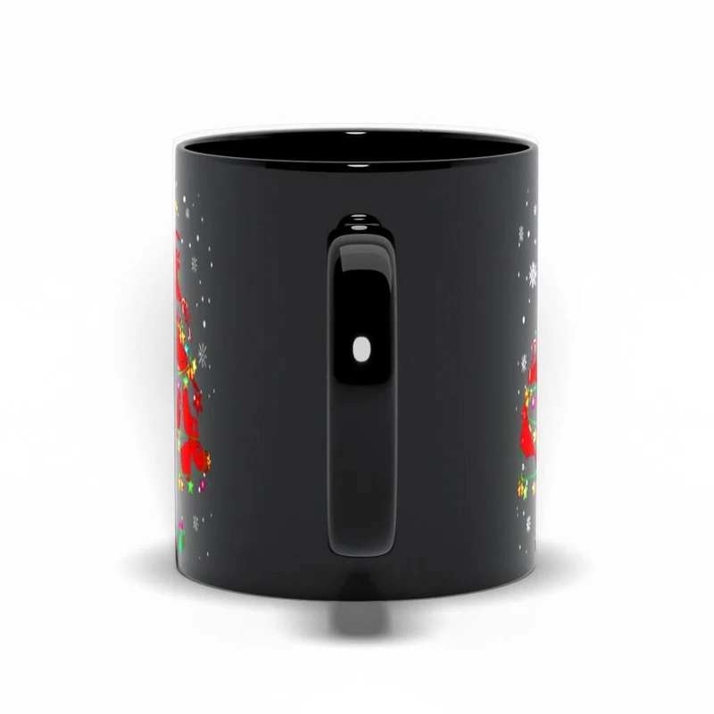 Tasses noires d'arbre de Noël d'oiseau cardinal, tasse de thé de tasse de café d'oiseaux cardinaux rouges, tasse de vacances de Noël