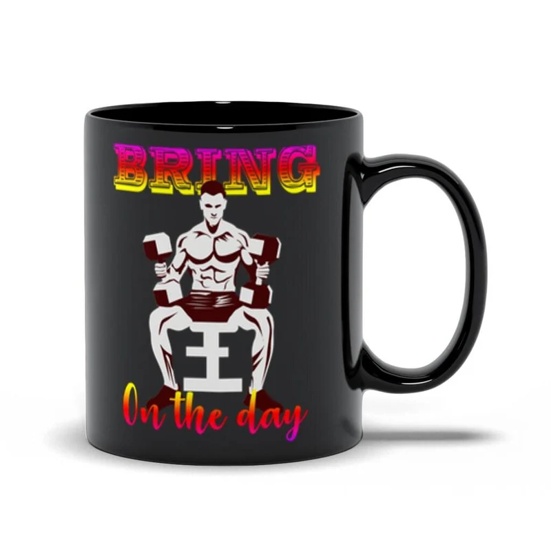 Bring On The Day Tasses noires, haltérophilie pour hommes, T-shirt athlétique, entraînement de gym, sports de fitness