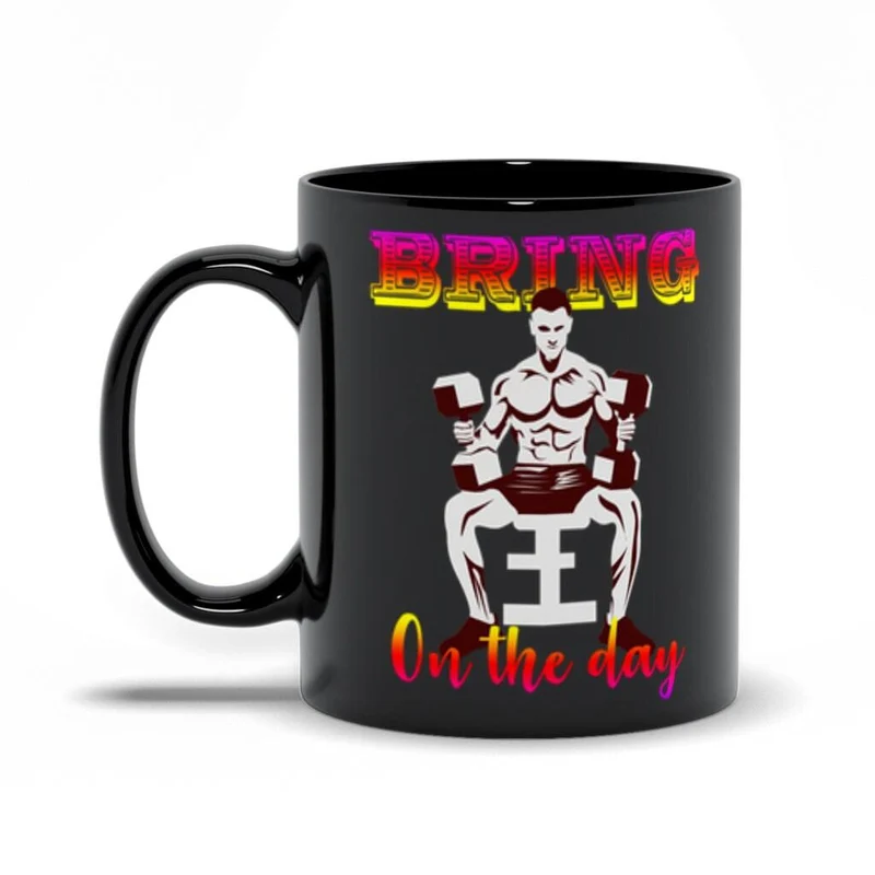 Bring On The Day Tasses noires, haltérophilie pour hommes, T-shirt athlétique, entraînement de gym, sports de fitness