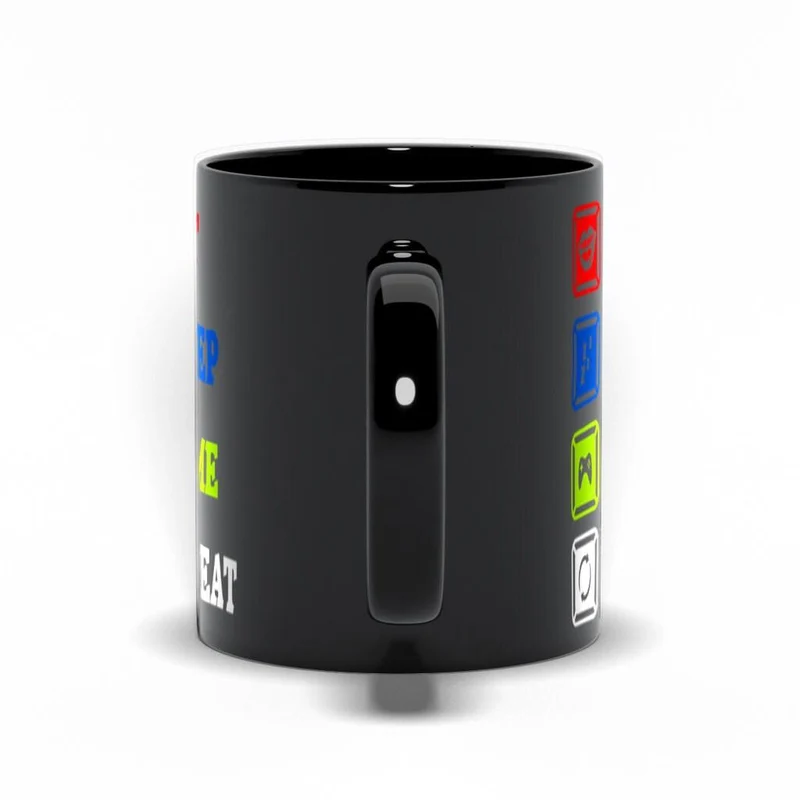 Eat Sleep Game Repeat Black Mugs, Tasse de joueur féminin masculin, Tasse de mème de jeu drôle, Idée de tasse de joueur drôle pour lui petit ami mari