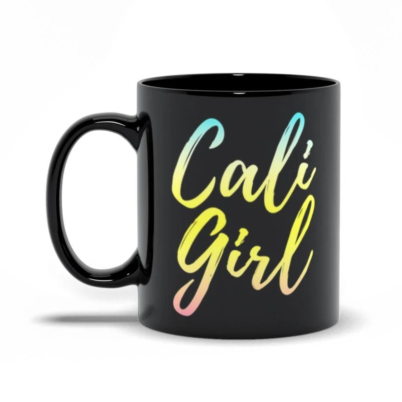 Cali Girl Black Mugs, West Coast Tee, California Dreaming Tee, T-shirt californien, Chemise Cali Girl, Californie tendance