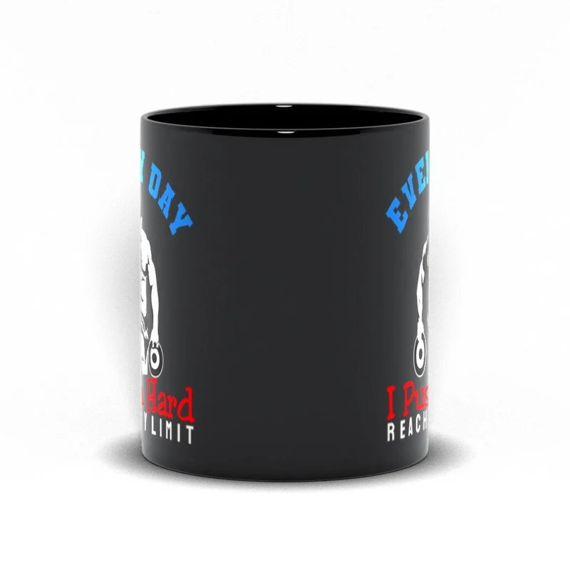 Chaque jour, je pousse fort pour atteindre mes limites Tasses noires, haltérophilie pour hommes, T-shirt athlétique, entraînement de gymnastique, sports de fitness