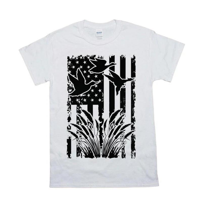 Canard volant, T-shirts drapeau américain, chasse au canard, chasseur de sauvagine volante, T-Shirt camouflage drapeau américain