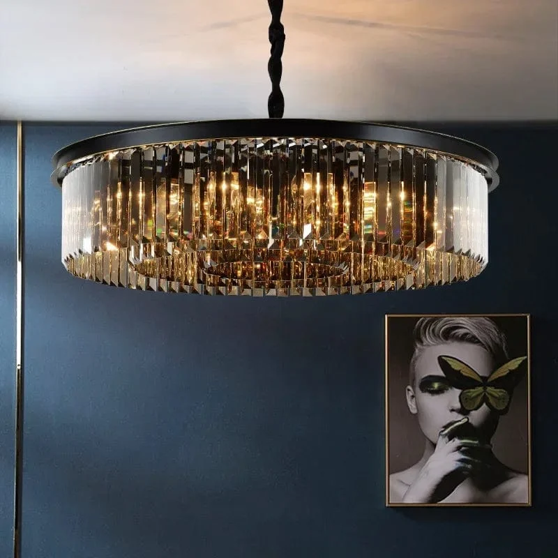 Lustre design de sejour noir en verre