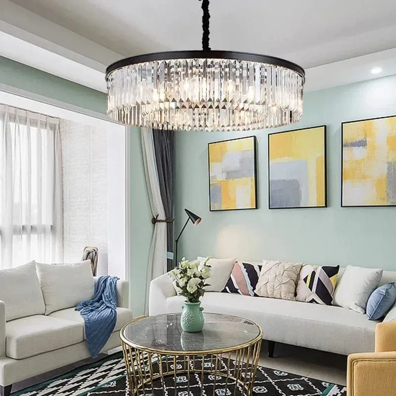 Lustre design de sejour noir en verre