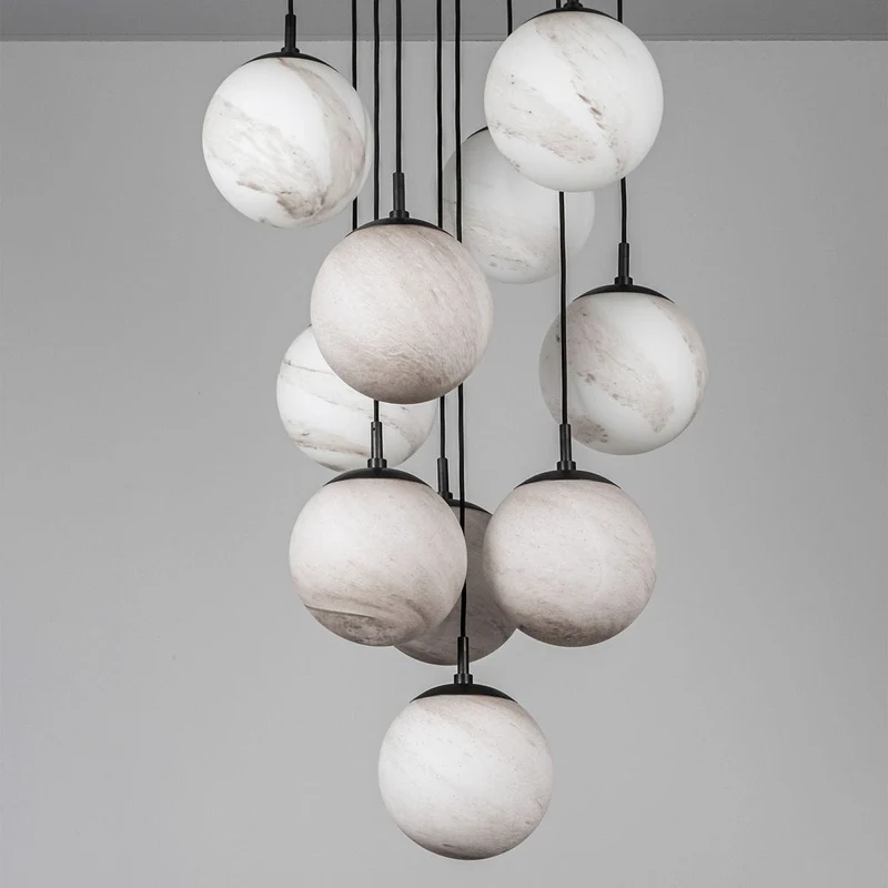 Suspensions LED opale marbre