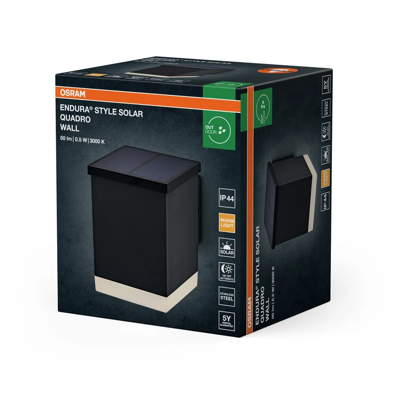 OSRAM ENDURA STYLE SOLAR QUADRO APPLIQUE MURALE extérieure, 0,5W, 50lm