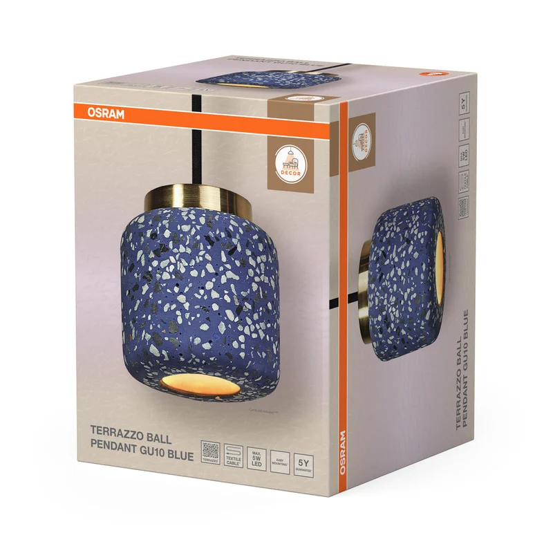 OSRAM DECOR Suspension boule Terrazzo bleue, GU10