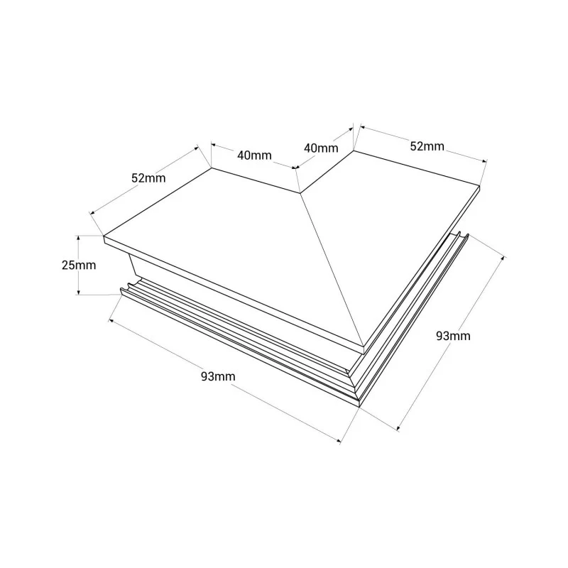 Jonction d'angle pour rails magnétiques en saillie 20mm - Verticale