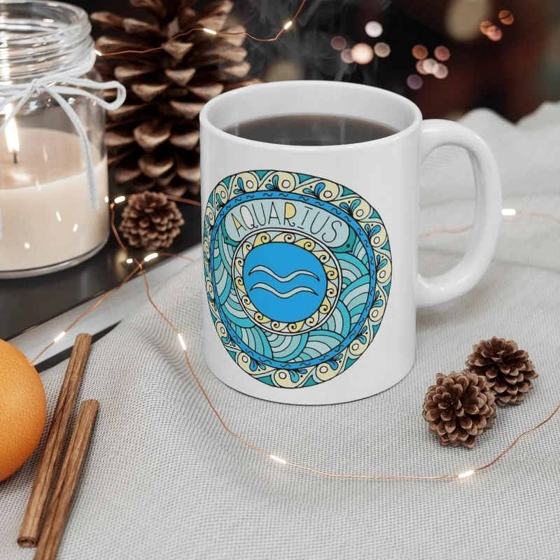 Tasse du zodiaque Verseau, Tasse Verseau, cadeau du zodiaque né du 20 janvier au 17 février, signe du zodiaque, cadeau horoscope, cadeau d’astrologie