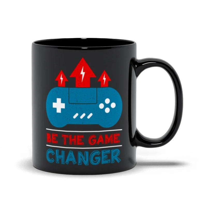 Be The Game Changer Black Mugs, Game Changer, Cadeau de tasse en céramique unique, Cadeau de joueur inspirant, Tasse de motivation pour jeux vidéo