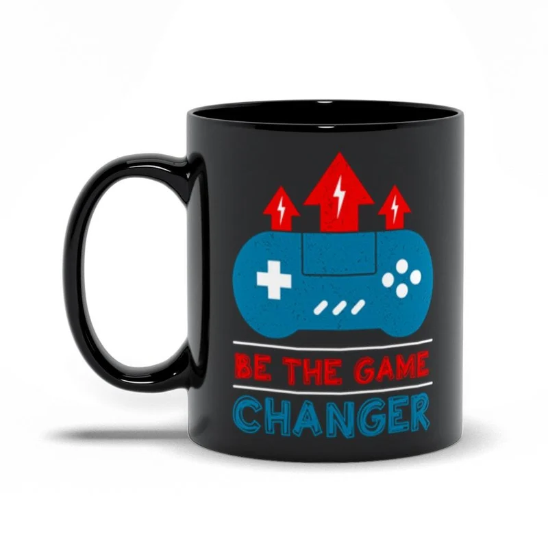 Be The Game Changer Black Mugs, Game Changer, Cadeau de tasse en céramique unique, Cadeau de joueur inspirant, Tasse de motivation pour jeux vidéo