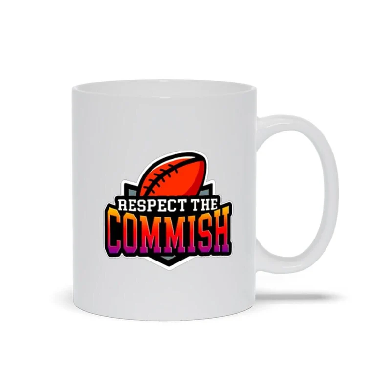 Respectez les tasses blanches Commish, Fantasy Football Respectez les Commish, Tasses de commissaire de football fantastique, tasse de football américain