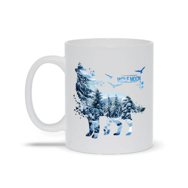 Tasses Wolf Moon, cadeau mignon d’amant de loup, chien-loup animal, costume de filles de loup hurlant, cadeau, sweat-shirt à capuche