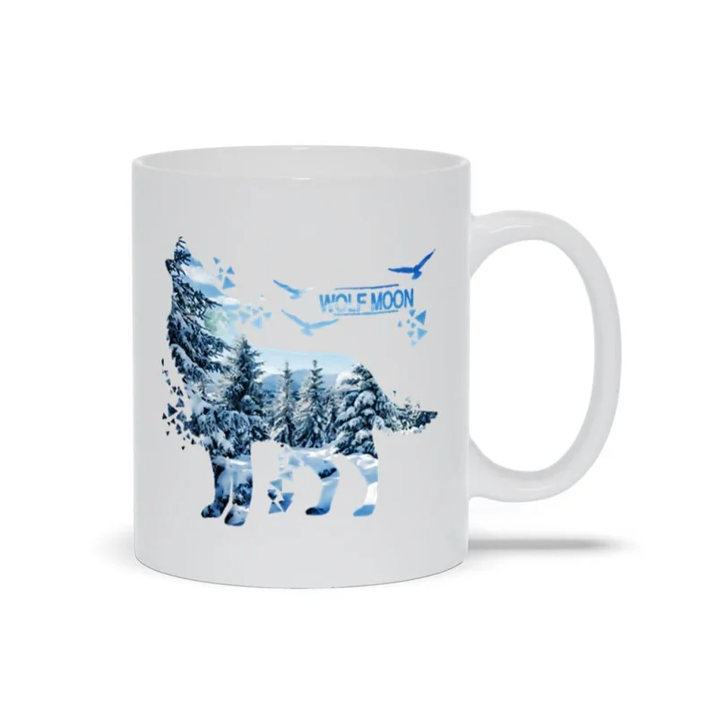 Tasses Wolf Moon, cadeau mignon d’amant de loup, chien-loup animal, costume de filles de loup hurlant, cadeau, sweat-shirt à capuche