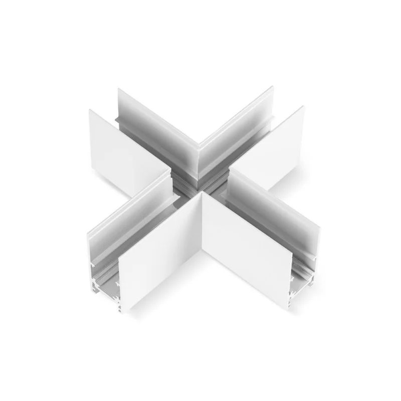 Connecteur en X pour rail magnétique en saillie 20mm - Blanc