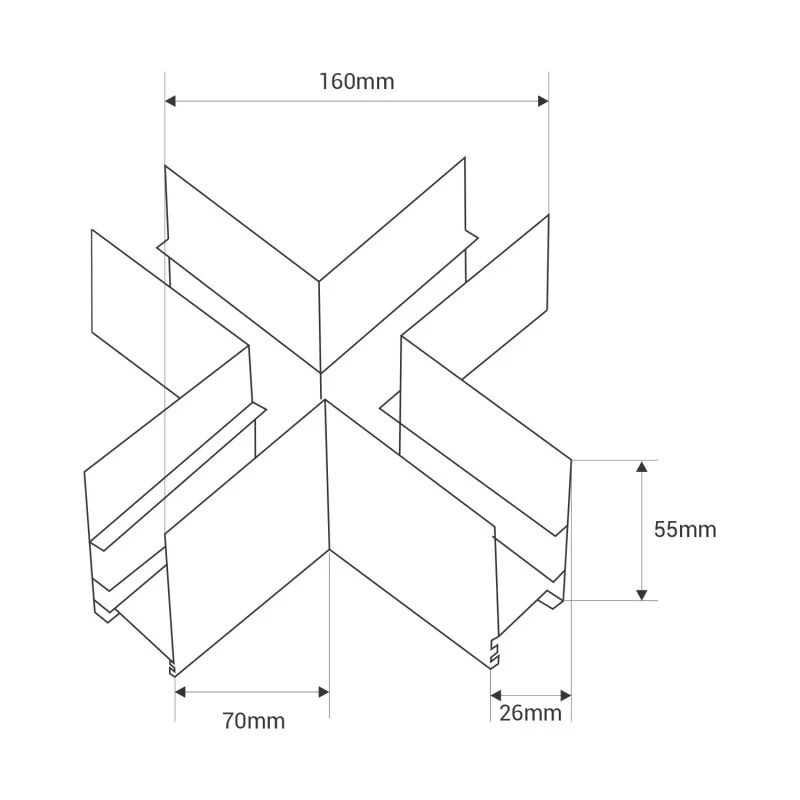 Connecteur en X pour rail magnétique en saillie 20mm - Blanc