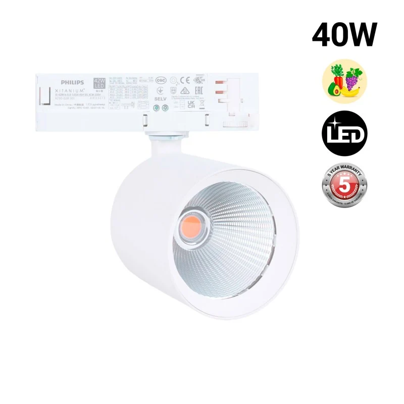 Spot LED 40W pour rail triphasé - Fruits et légumes - Driver Philips Xitanium