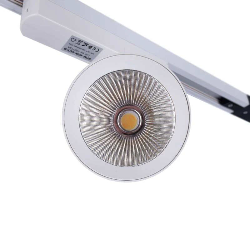 Projecteur LED sur rail monophasé CCT - 40W - IRC 90 - Blanc