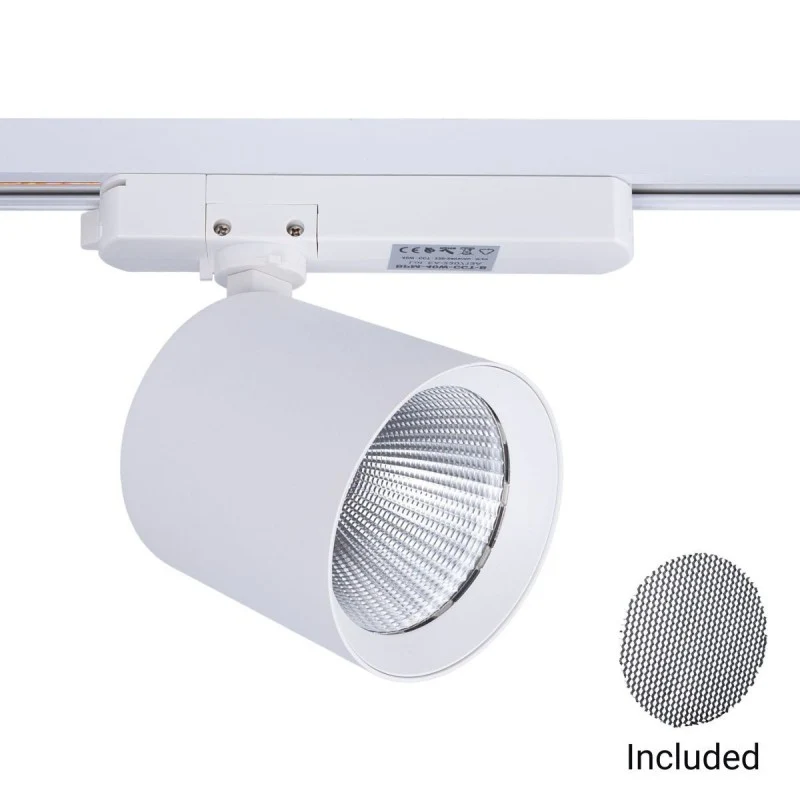 Projecteur LED sur rail monophasé CCT - 40W - IRC 90 - Blanc
