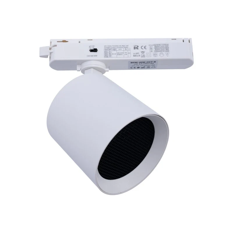 Projecteur LED sur rail monophasé CCT - 40W - IRC 90 - Blanc