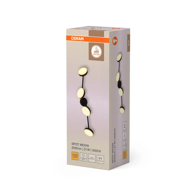 OSRAM DECOR Spot Moon plafonnier noir, 4 spots, 21W