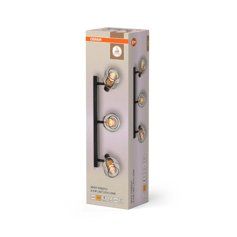 OSRAM DECOR Spot Firefly plafonnier, lampe OSRAM incluse, noir, 3 x 2.8W, 750lm