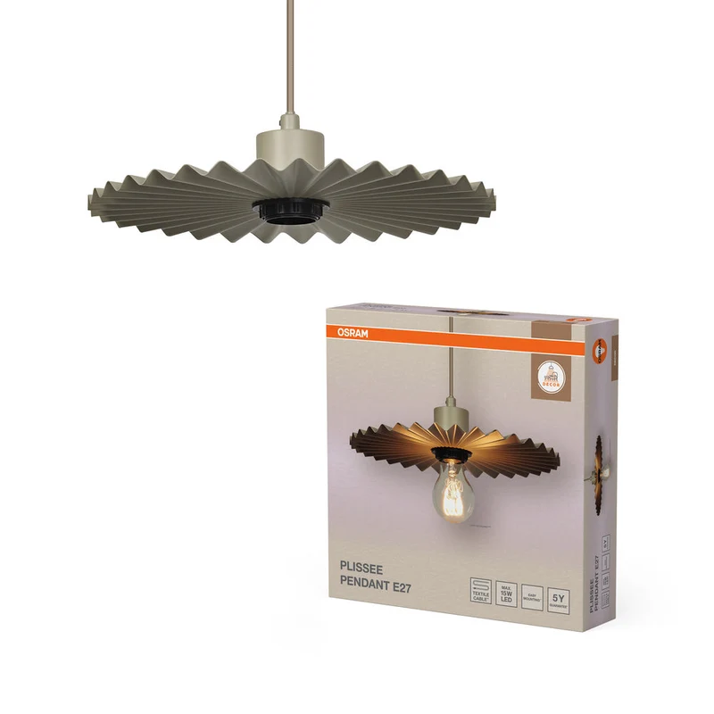 OSRAM DECOR Plissé Suspension Luminaire E27 Beige