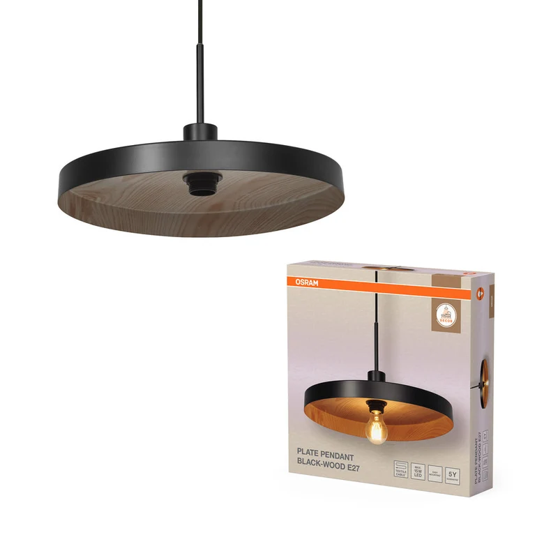OSRAM DECOR Suspension Plaque E27 Suspension Noir Bois OSRAM DECOR