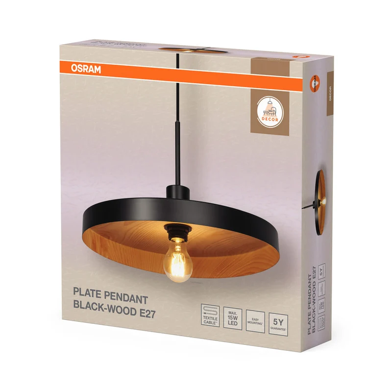 OSRAM DECOR Suspension Plaque E27 Suspension Noir Bois OSRAM DECOR