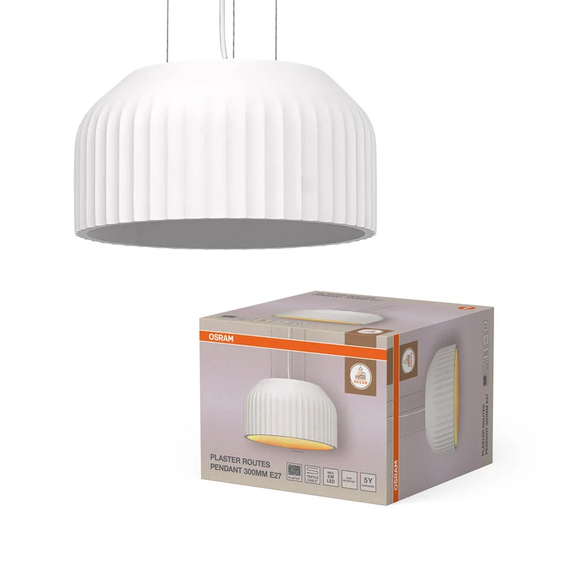 OSRAM DECOR Plafonnier Routes en plâtre Suspension 300 1xE27 Blanc